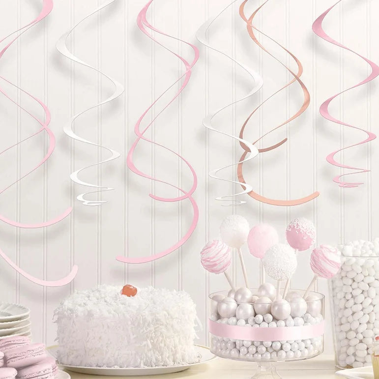 ROSE GOLD/BLUSH SWIRL DECORATION12P