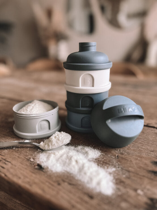 Beaba Formula Milk Container - 4 Compartments - Mineral grey/blue