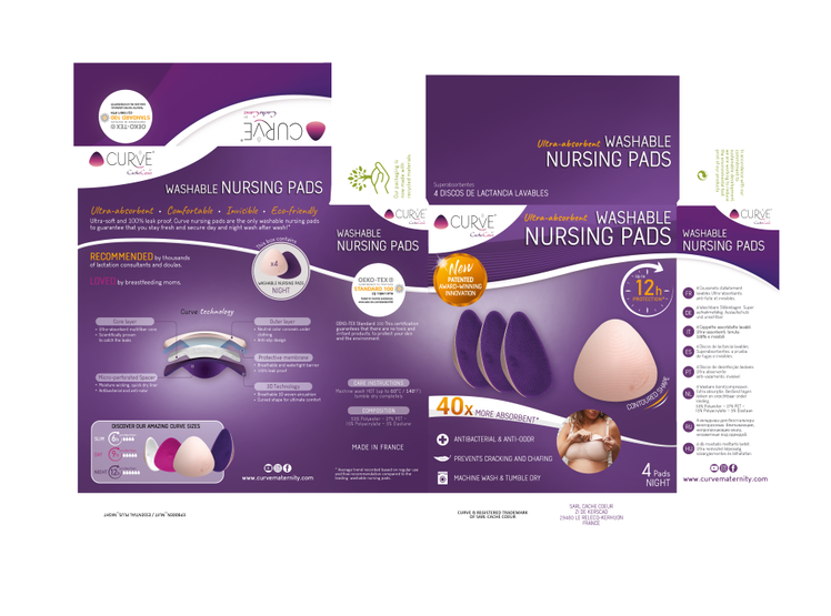 Curve Essential Plus 4 Washable Nursing Pads Night Purple