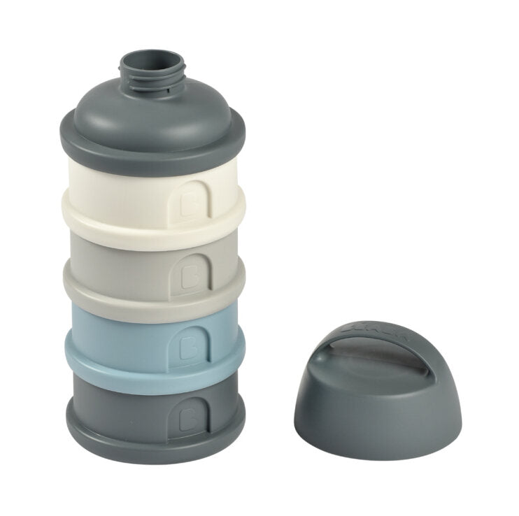 Beaba Formula Milk Container - 4 Compartments - Mineral grey/blue