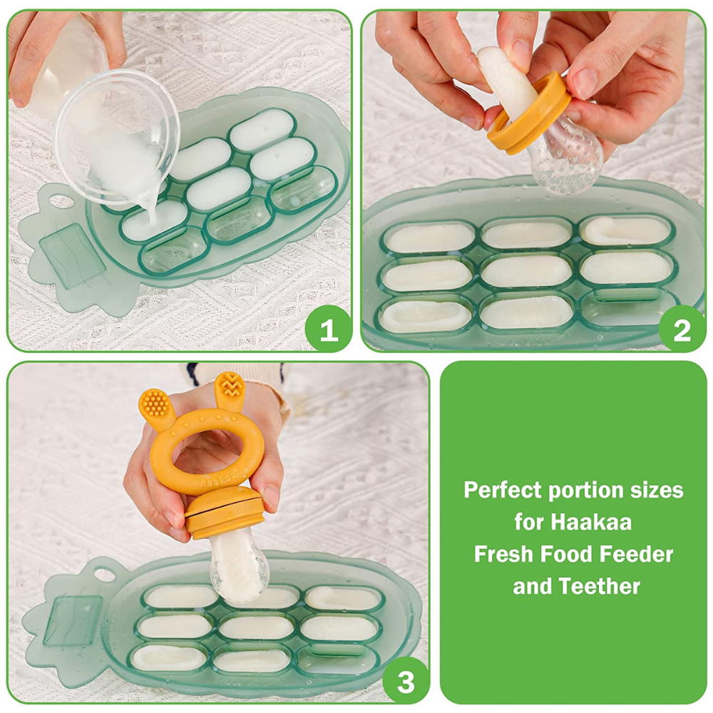 Haakaa Silicone Pineapple Nibble Tray - Pea Green