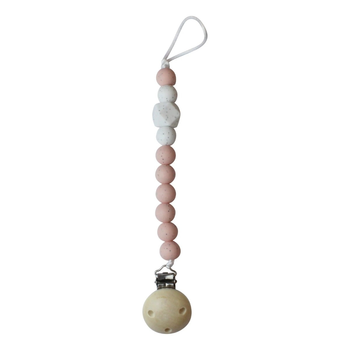 Chewies Clip Silicone Beads Rose. Pale Pink Marble