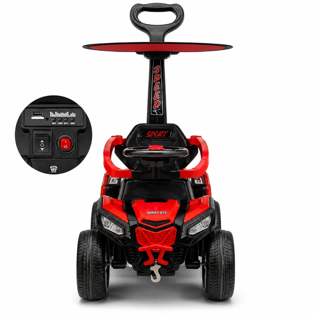 6V Kids Ride On Car with Canopy Leather Seat Bluetooth Lights