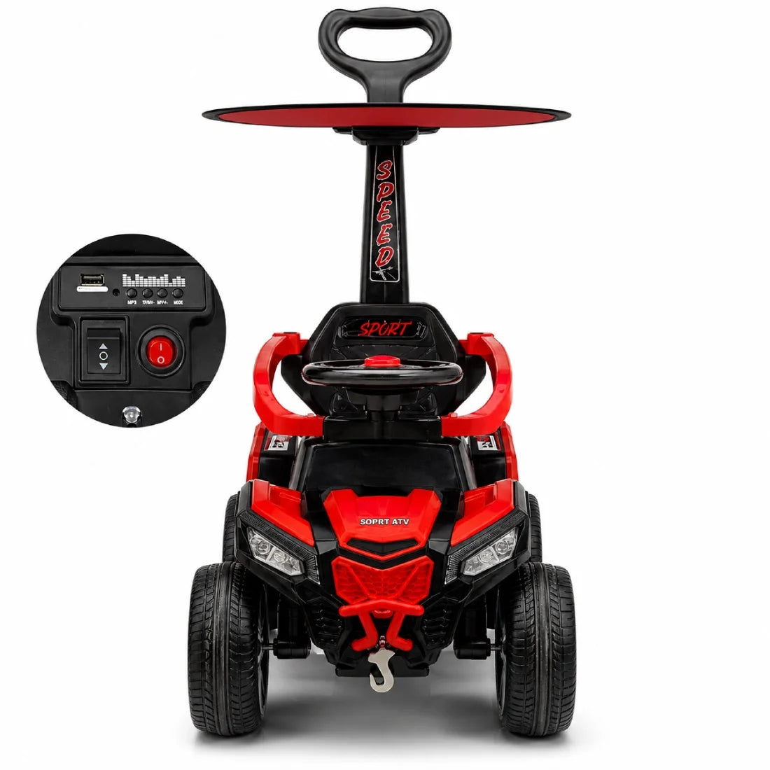 6V Kids Ride On Car with Canopy Leather Seat Bluetooth Lights