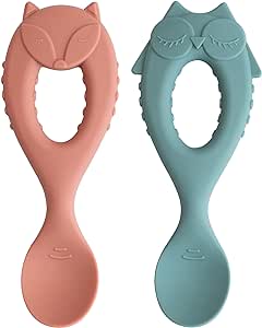 Tidy Tot Silicone Spoon Twin Pack Fox and Owl
