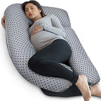 Pharmedoc U-Shape Pregnancy Pillow - Grey/Stars (Jersey Cover)