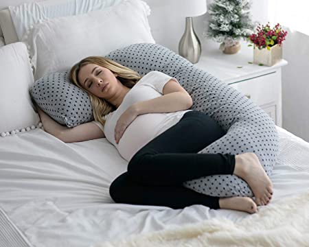 Pharmedoc U-Shape Pregnancy Pillow - Grey/Stars (Jersey Cover)