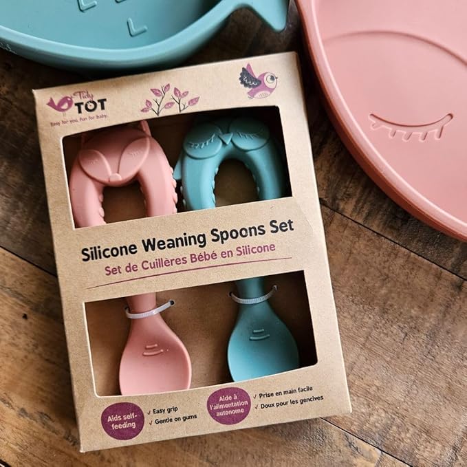Tidy Tot Silicone Spoon Twin Pack Fox and Owl