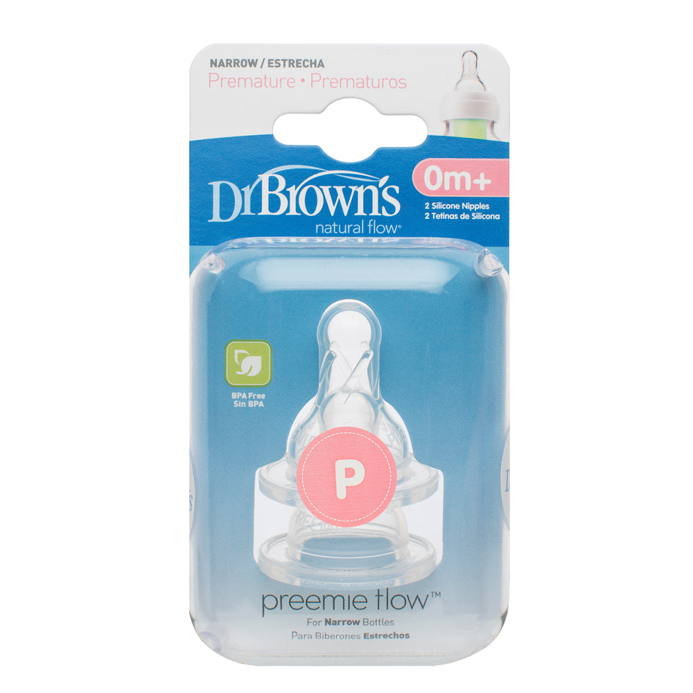 DR BROWN'S PREEMIE FLOW SILICONE NARROW OPTIONS+ NIPPLE, 2-PACK