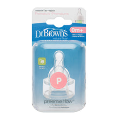 DR BROWN'S PREEMIE FLOW SILICONE NARROW OPTIONS+ NIPPLE, 2-PACK