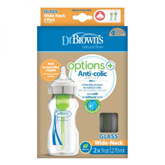 Dr Brown's  9 oz/270 ml Glass Wide-Neck Options+ Bottle, 2-Pack