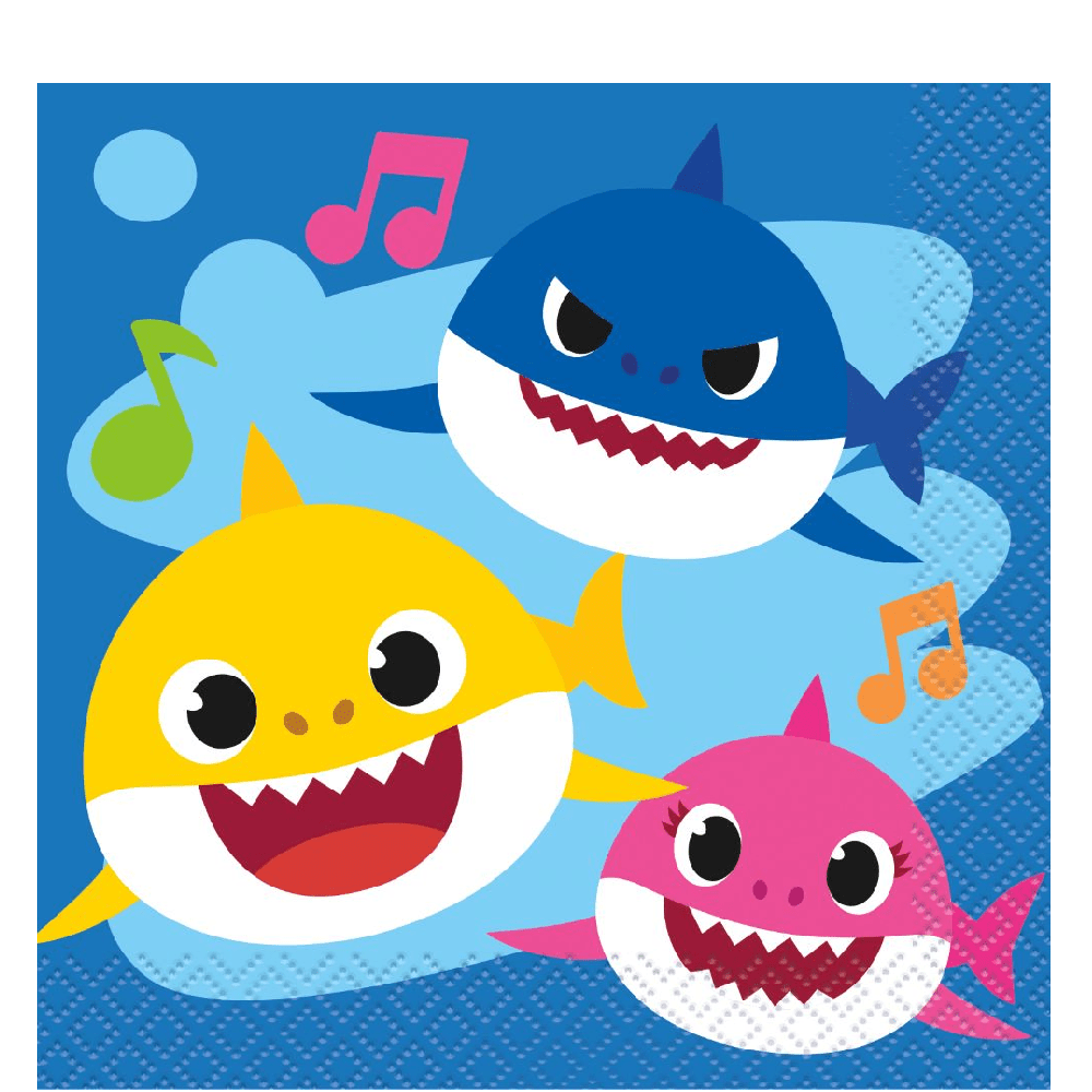 BABY SHARK BEVERAGE NAPKINS 16PCS