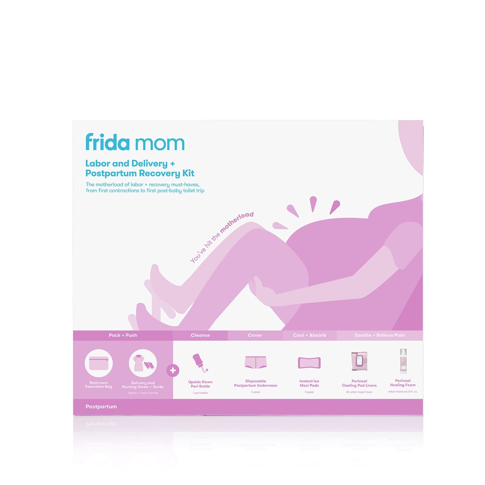 Frida Mom Hospital Kit for Labor, Delivery, & Postpartum  - Includes Nursing Gown, Socks