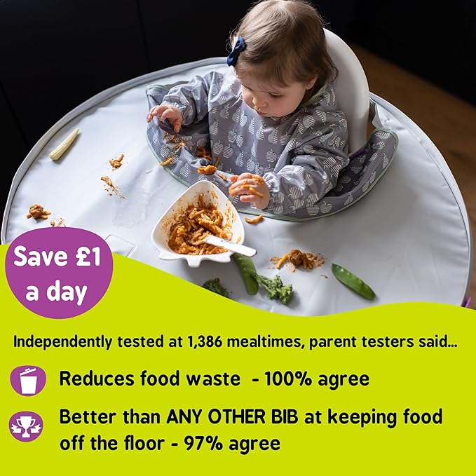 Tidy tot Bib & Tray Set Bag Dove Grey inc Apples & Pears Bib