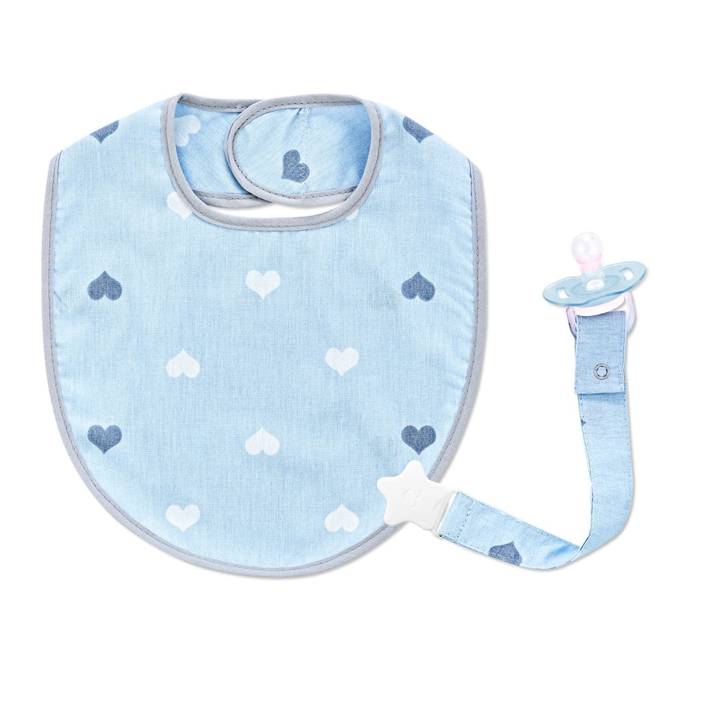 BABYJEM BABY BIB WITH PACIFIER HANGER - BLUE