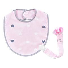 BABYJEM BABY BIB WITH PACIFIER HANGER PINK