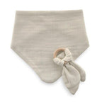 BABYJEM MUSLIN BIB WITH TEETHER ECRU