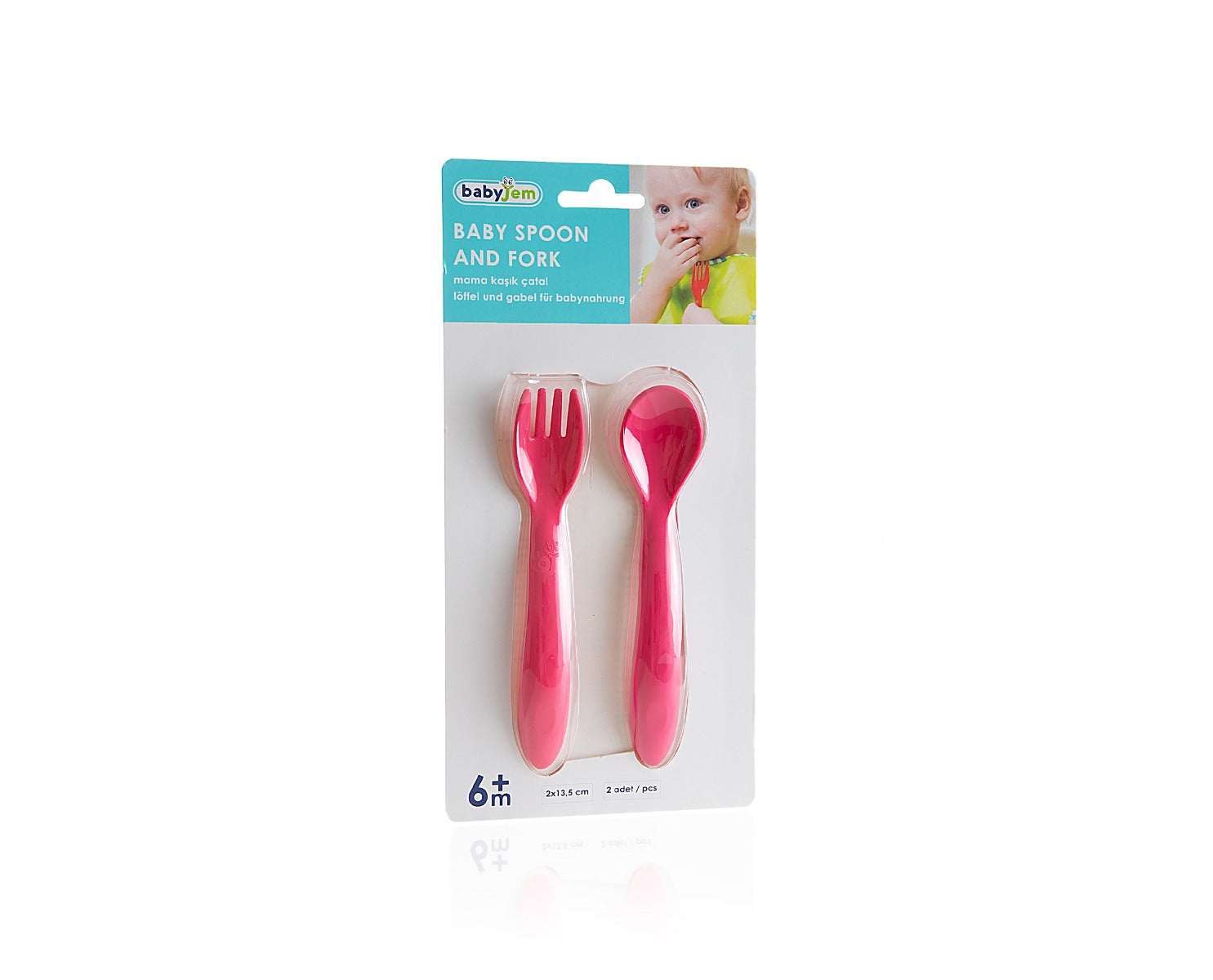 BABYJEM - BABY FOOD SPOON AND FORK - RED
