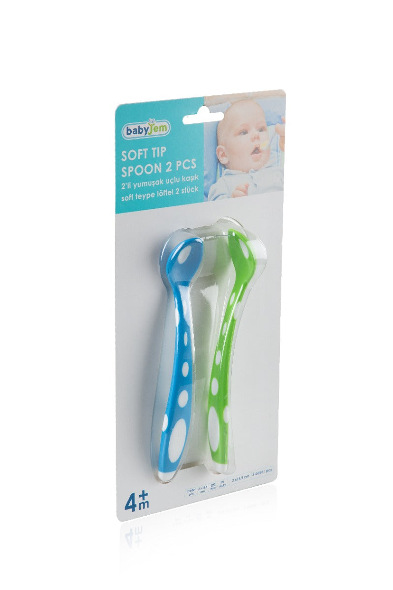BABYJEM SOFT TIP SPOON 2 PCS Green/Blue