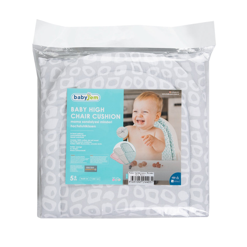 بيبي جيم_وسادة كرسي مرتفعة ناعمة – رمادي