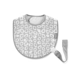 BABYJEM BABY BIB WITH PACIFIER HANGER GREY SQUARE