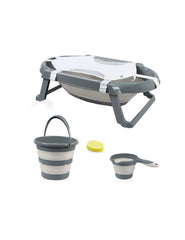 بيبي جيم - مجموعة حوض الاستحمام القابلة للطي 5 قطع- رمادي