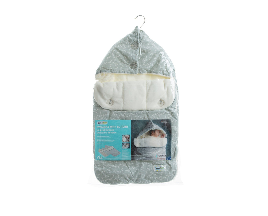 BABYJEM - SWADDLE WITH FISH PATTERNS - GREEN FLOWER