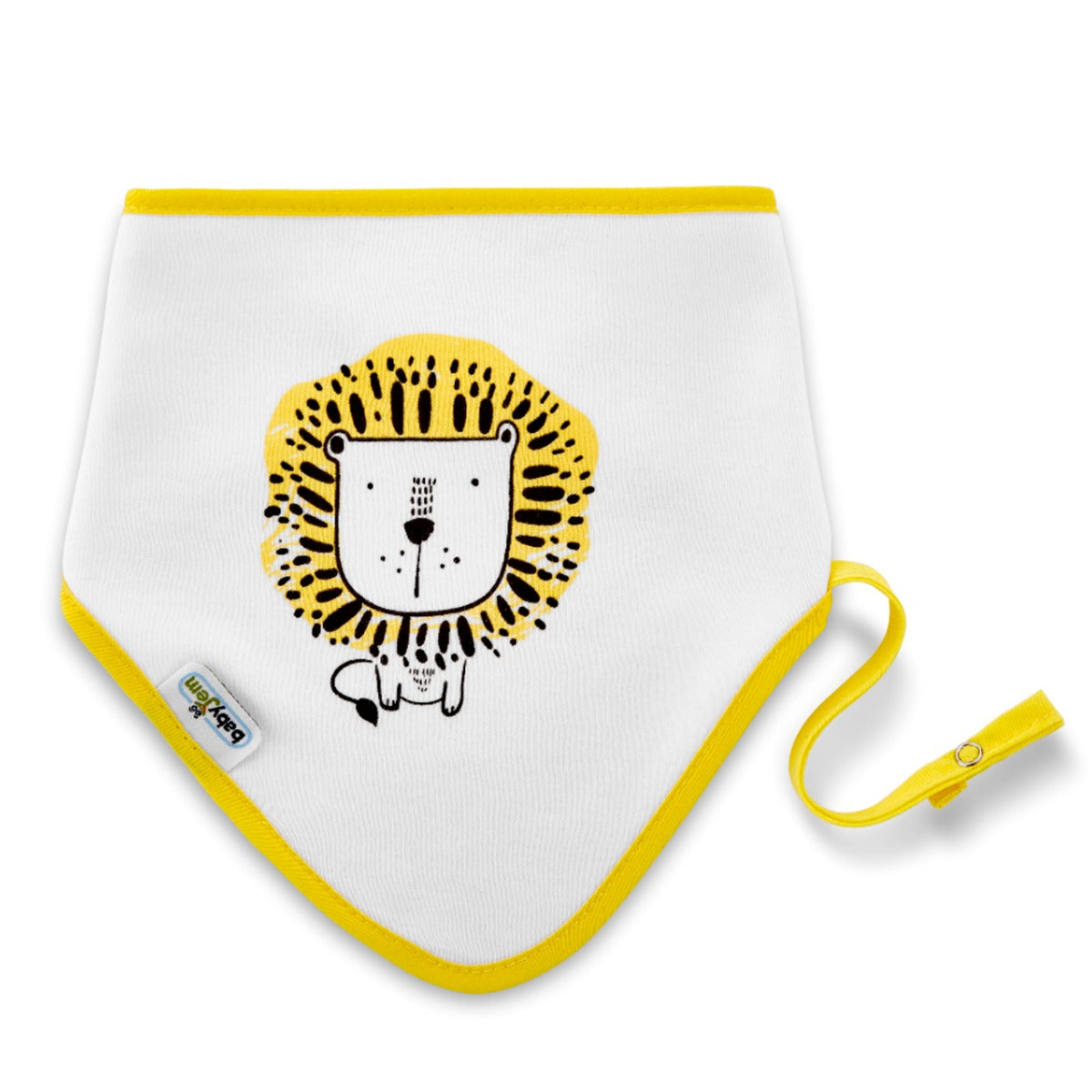 BABYJEM TRIANGLE BIB WITH PACIFIER HOLDER - LION