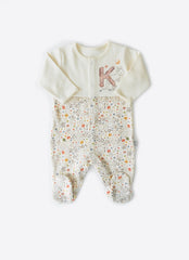 Kitikate ORGANIC HAPPY KANGAROO FOOTED ROMPER 0-1month NATURAL