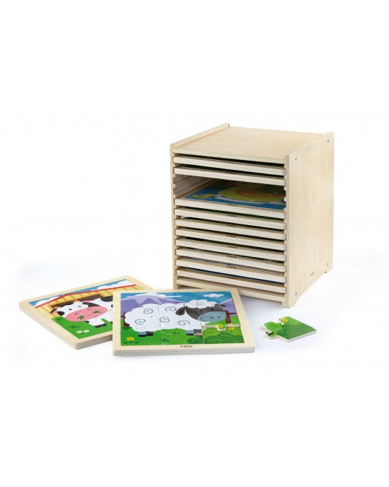viga 9-Piece-Puzzle  - 12pcs Set w/Storage Shelf