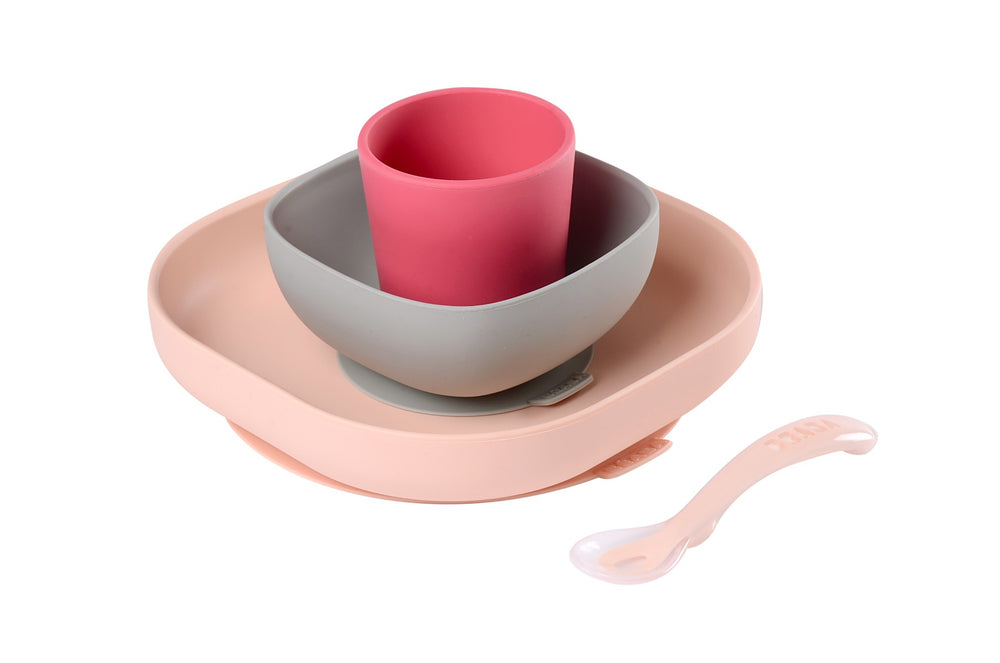 Beaba Silicone Meal Set of 4 - Pink
