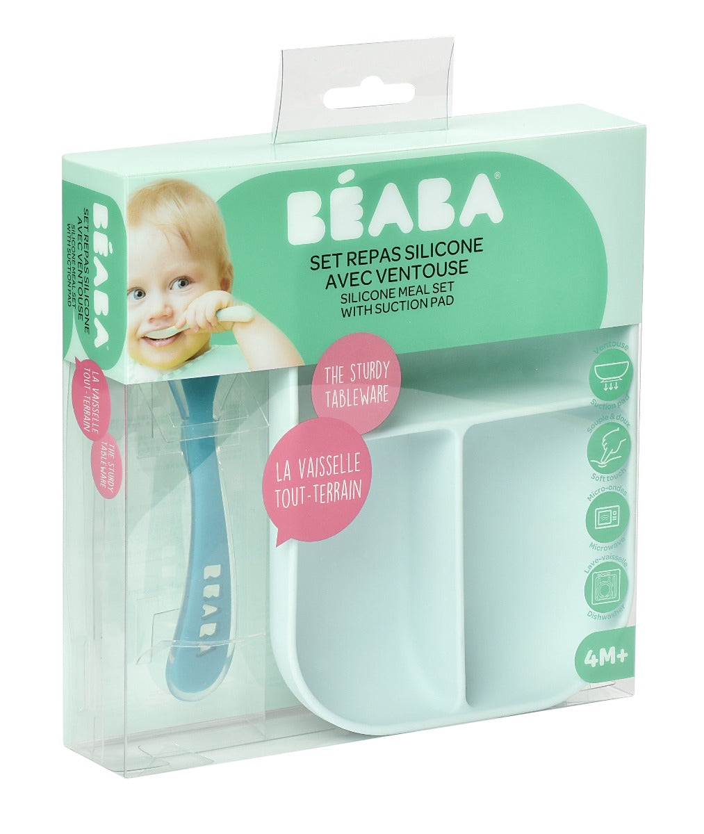 Beaba Silicone Suction Divided Plate - Blue
