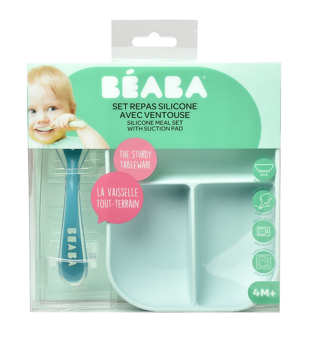 Beaba Silicone Suction Divided Plate - Blue