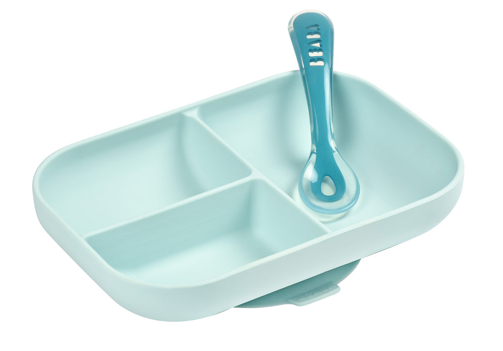 Beaba Silicone Suction Divided Plate - Blue