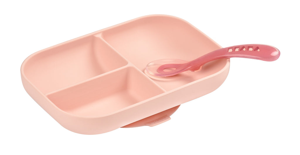 Beaba Silicone Suction Divided Plate - Pink