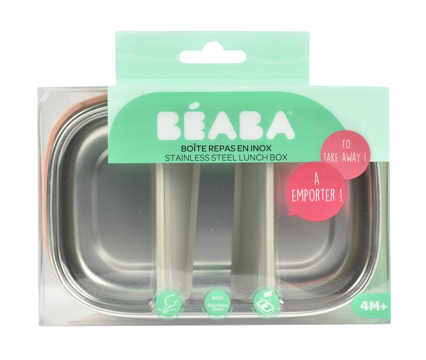 Beaba Stainless Steel Lunch Box Velvet Grey/Dusty Rose