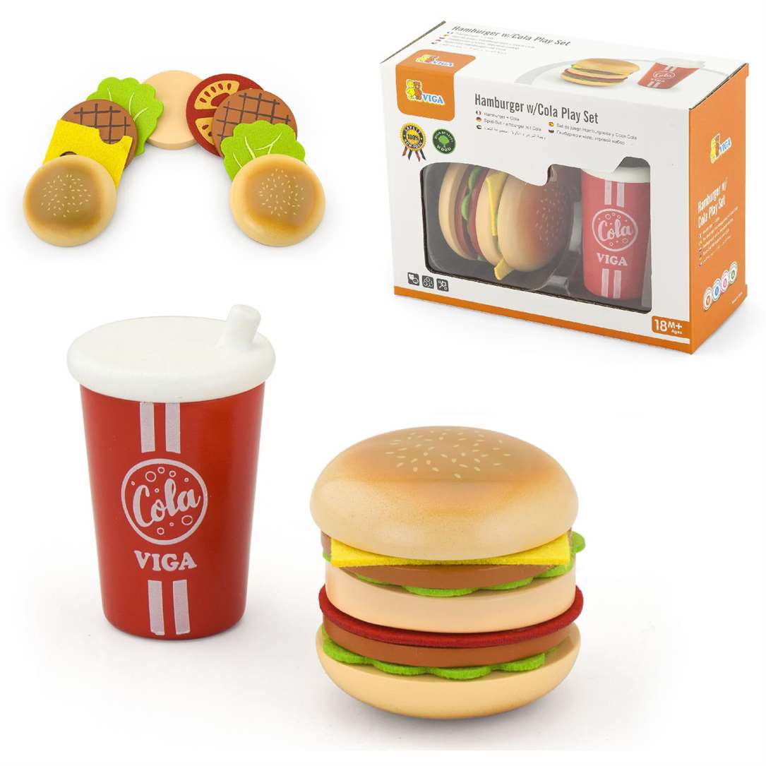 Viga Wooden Hamburger & Cola Play Set