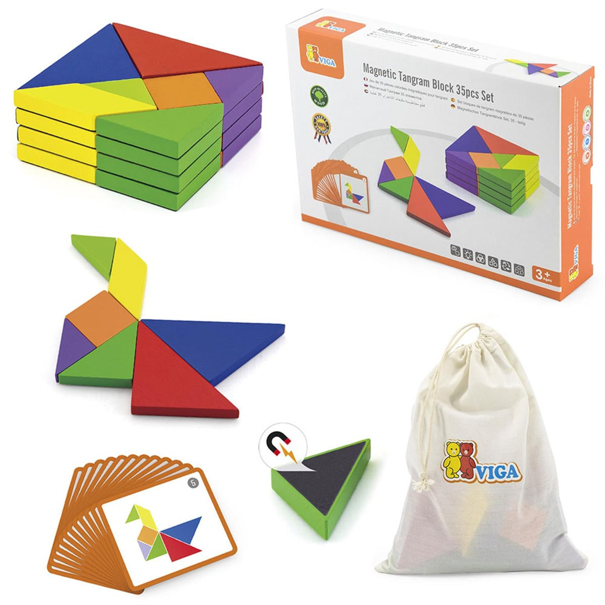 Viga Magnetic Tangram Block  - 35pcs Set