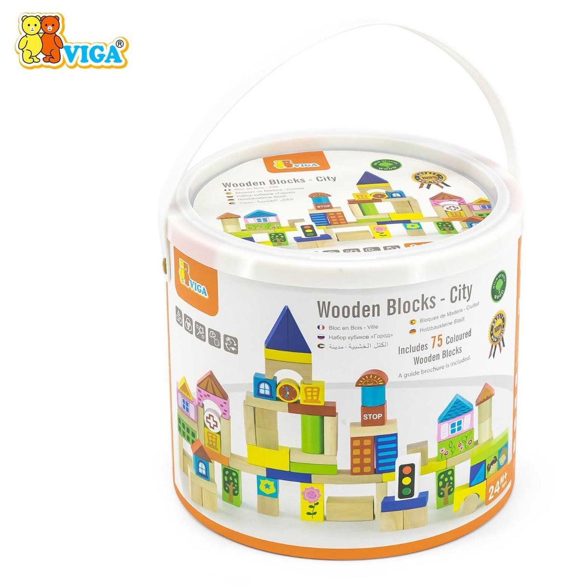 Viga Wooden Building Blocks 75 Pcs - City