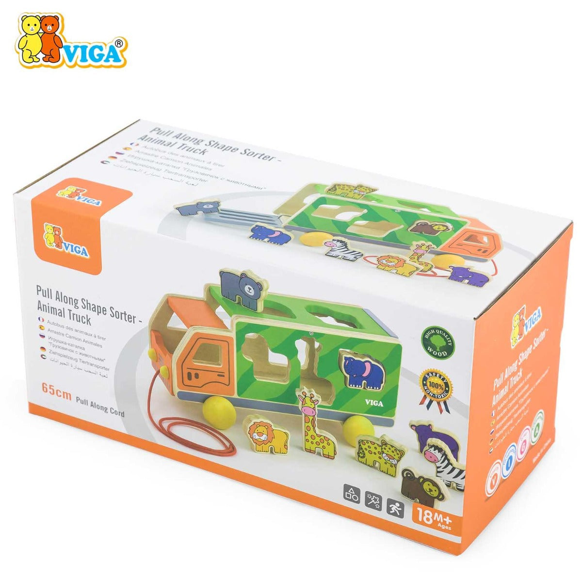 Viga Pull Along Shape Sorter- Animal Truck