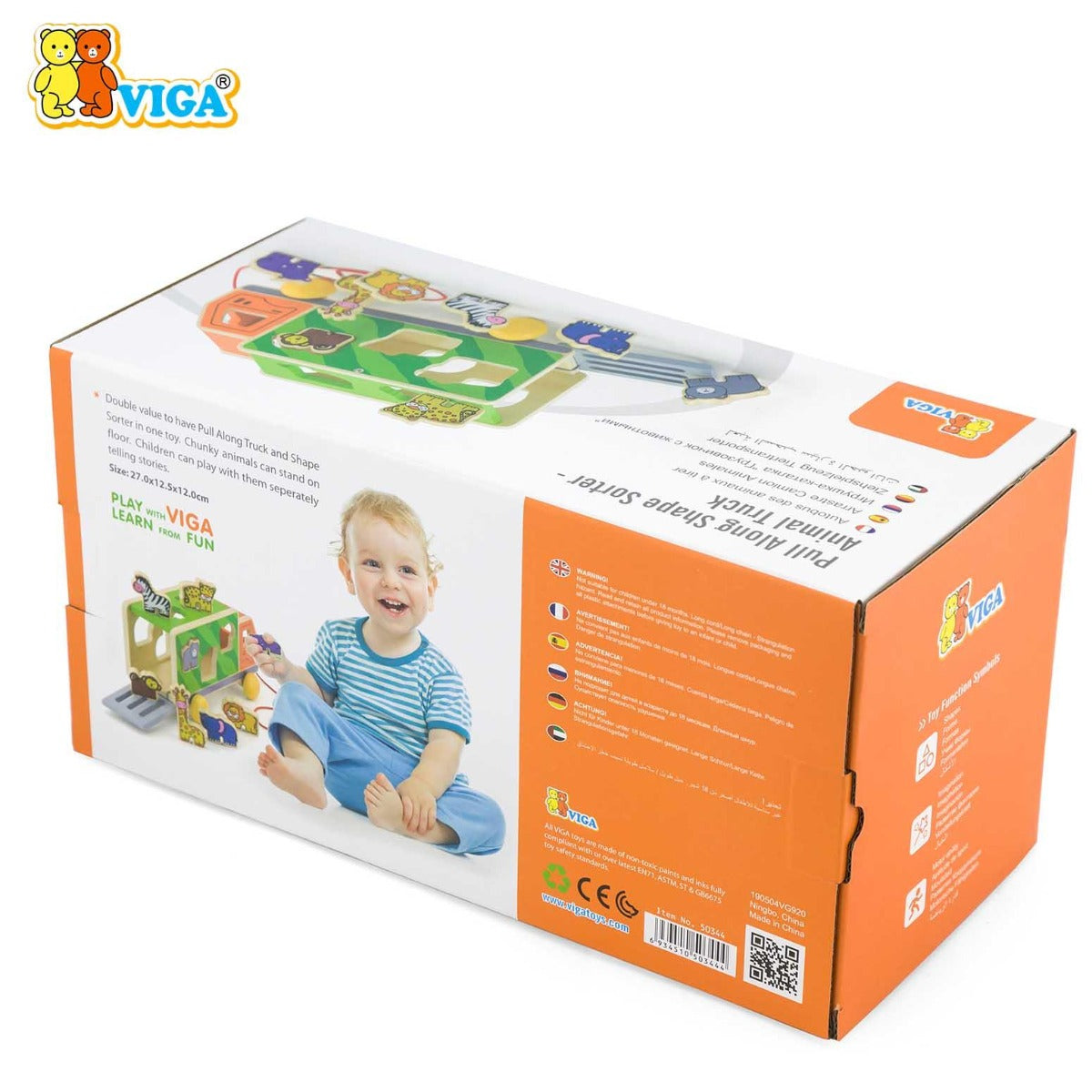 Viga Pull Along Shape Sorter- Animal Truck