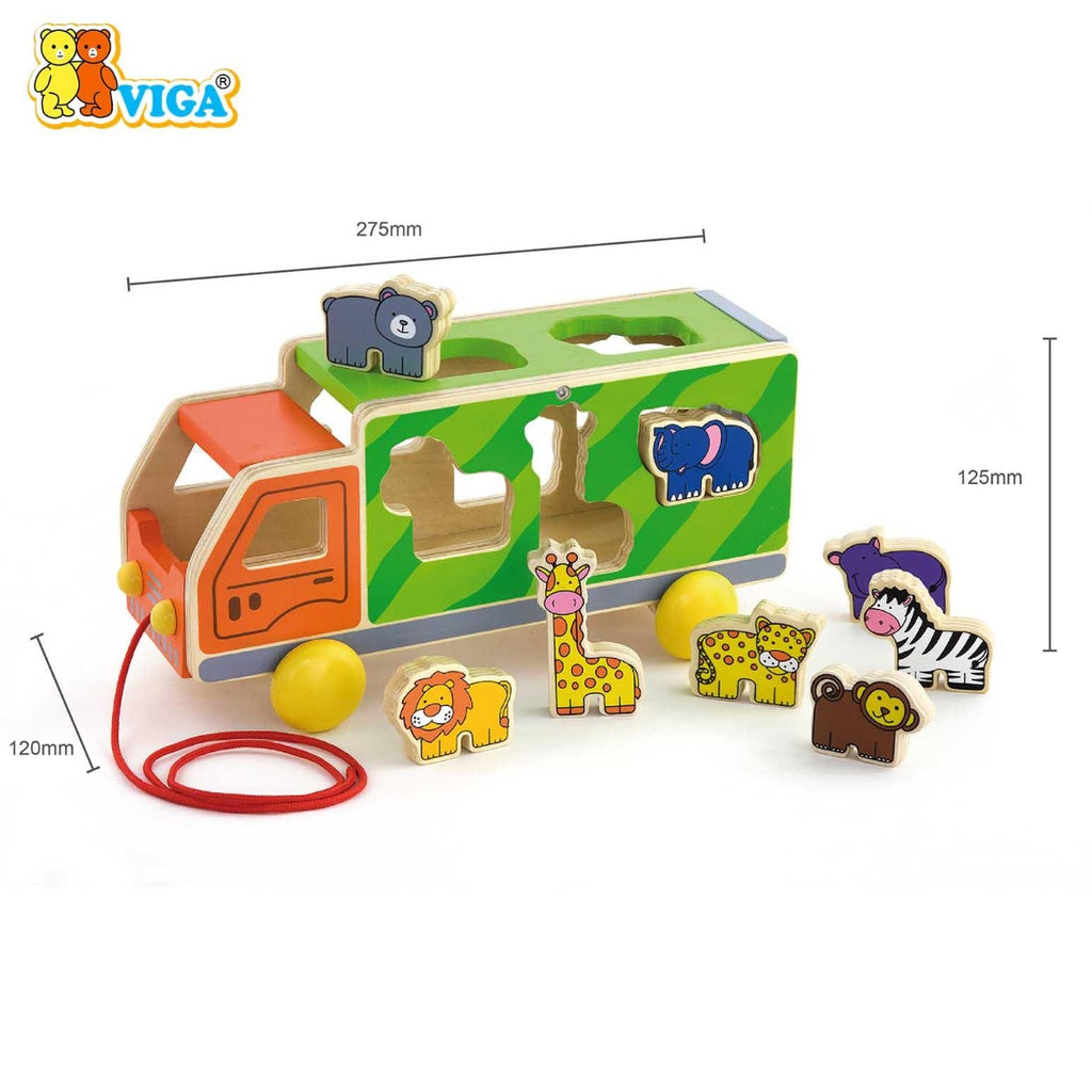 Viga Pull Along Shape Sorter- Animal Truck