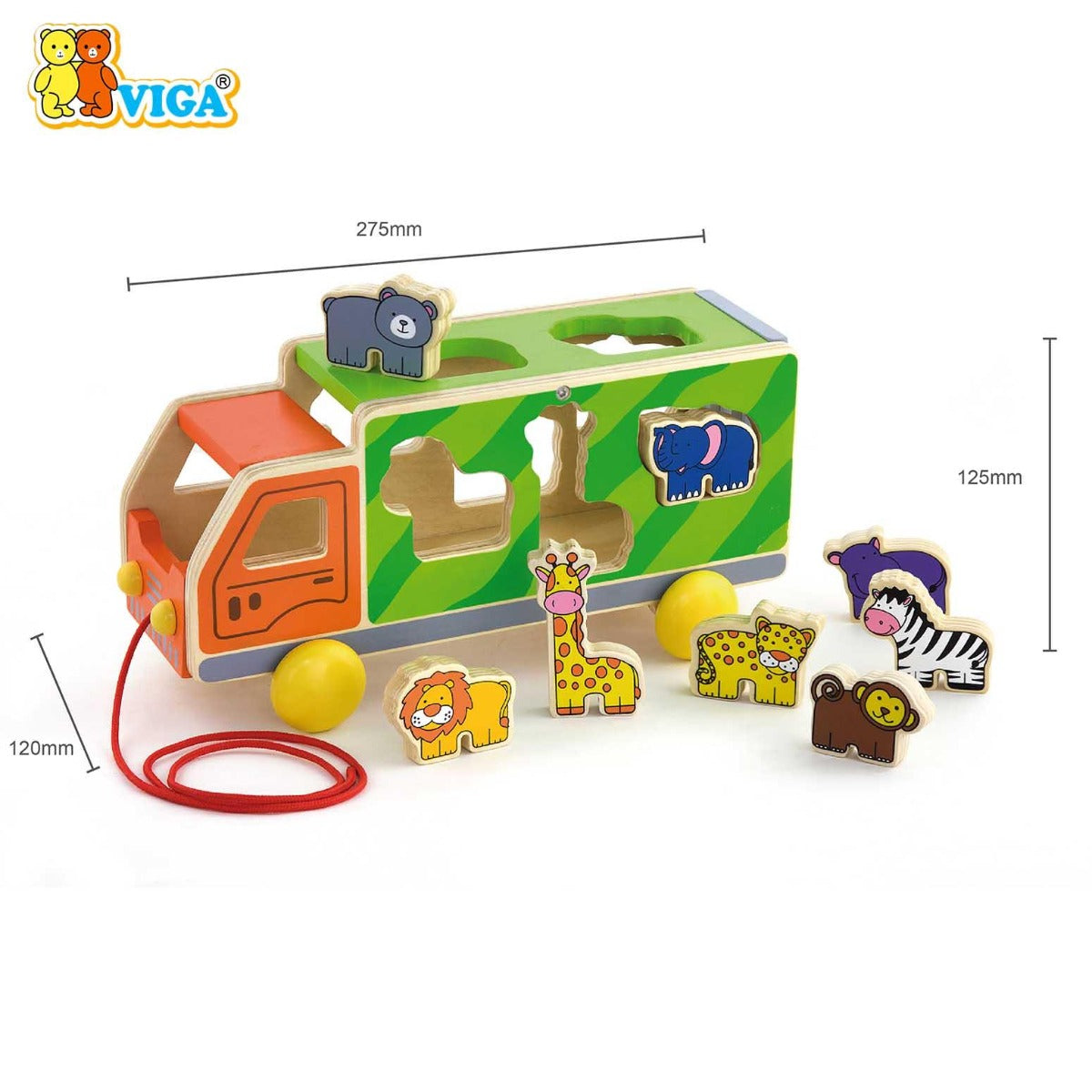 viga Pull Along Shape Sorter - Animal Truck 1