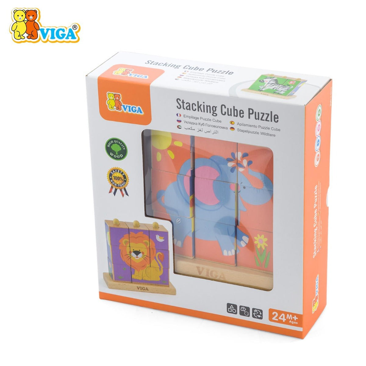 Viga Stacking Cube Puzzle Wild Animals