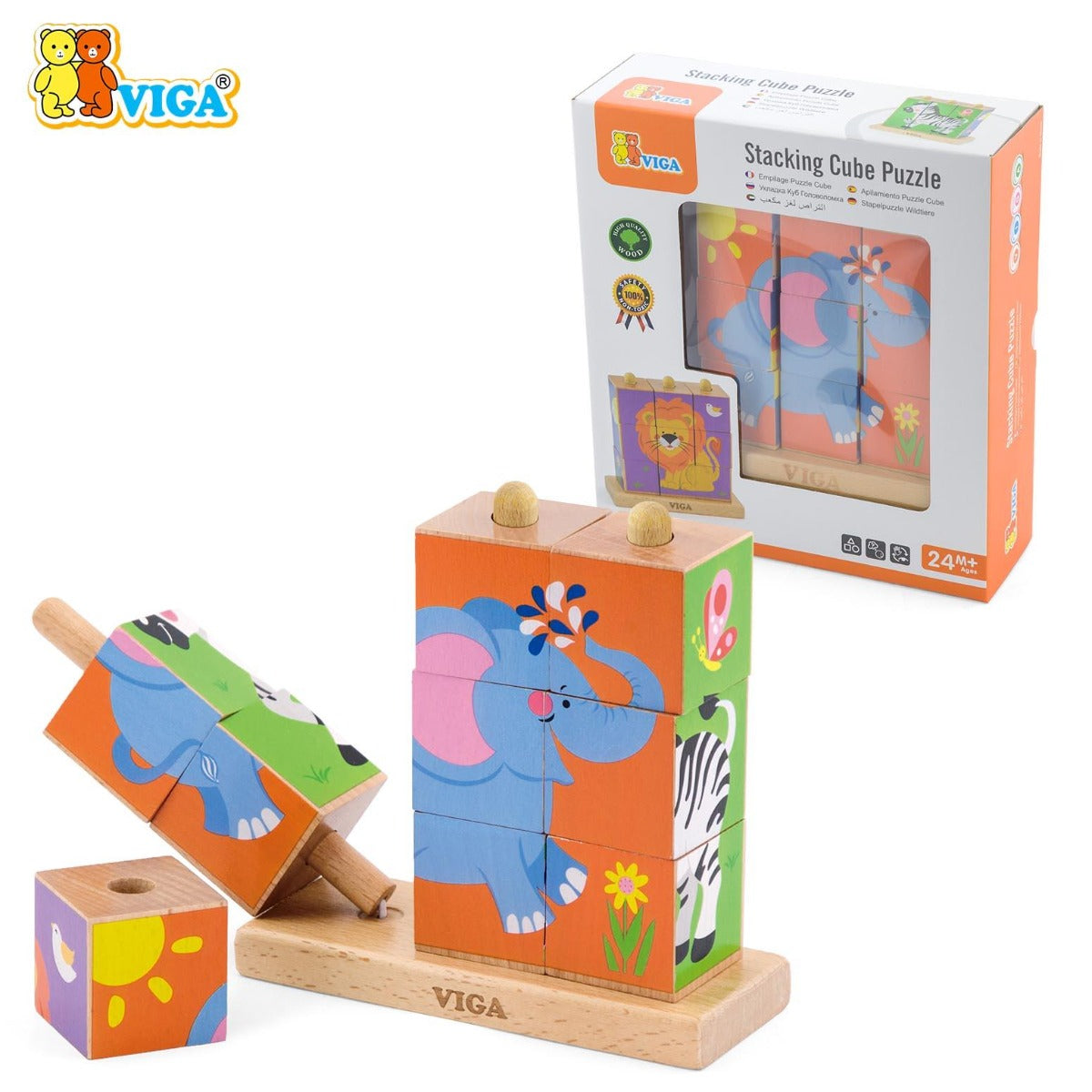 Viga Stacking Cube Puzzle Wild Animals