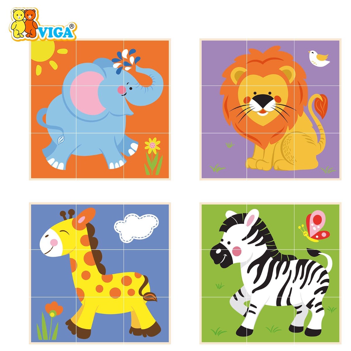 Viga Stacking Cube Puzzle Wild Animals