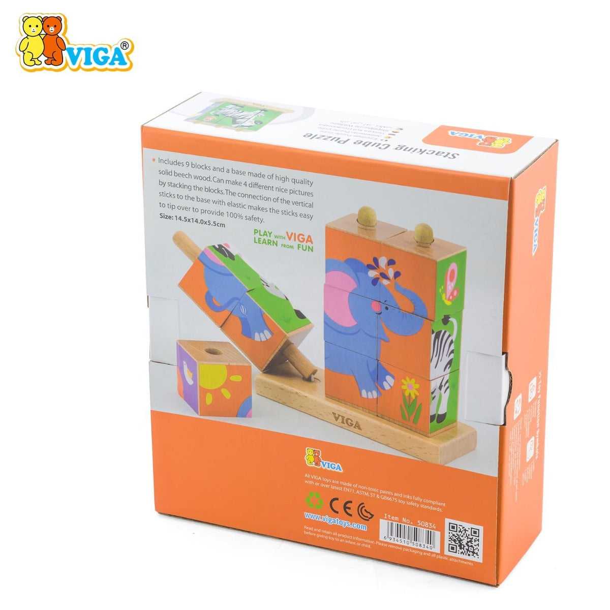 Viga Stacking Cube Puzzle Wild Animals