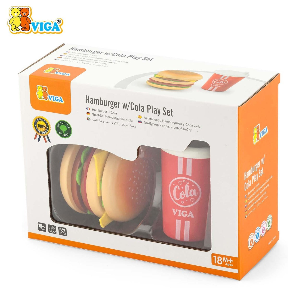Viga Wooden Hamburger & Cola Play Set