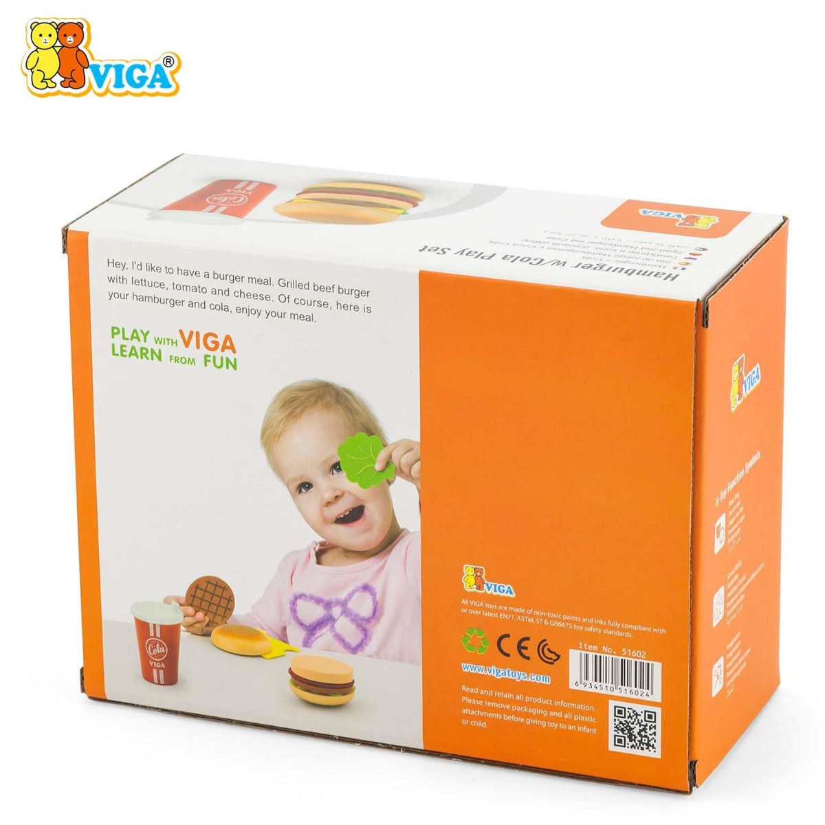 Viga Wooden Hamburger & Cola Play Set