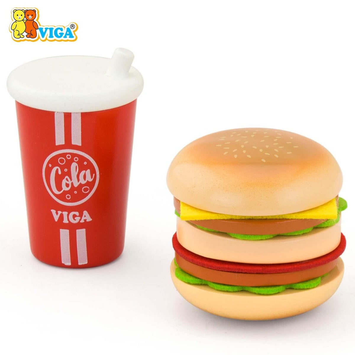 Viga Wooden Hamburger & Cola Play Set
